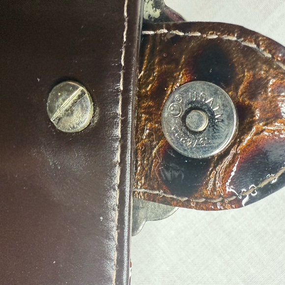 Michelle Monroe Edwardian retro VTG Brown Croc-Embossed Clutch  Embellishment - Picture 6 of 9